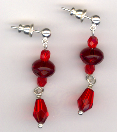 Red Crystal Elegance Crystal Silver Post Earrings