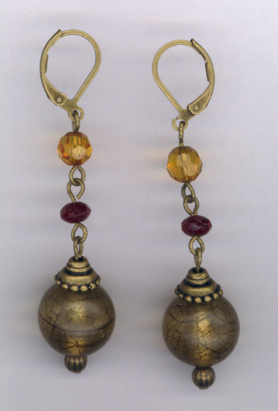 Maid Marion ~ Antiqued Gold Crystal Earrings