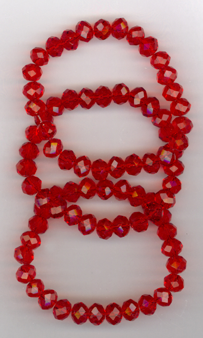 Red  Crystal Trio  Stretch Bracelets 
