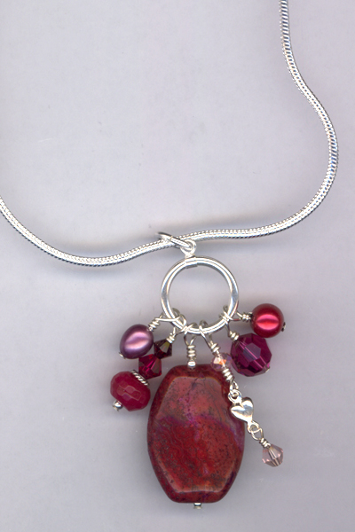 Ruby Slippers ~ Gemstone Pearl Charm Necklace