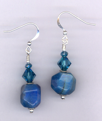 Bam Bam Blue ~ Agate Crystal Earrings