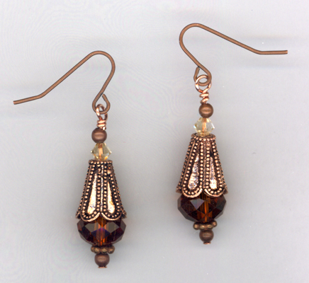Melody ~ Vintage Copper Crystal Earrings