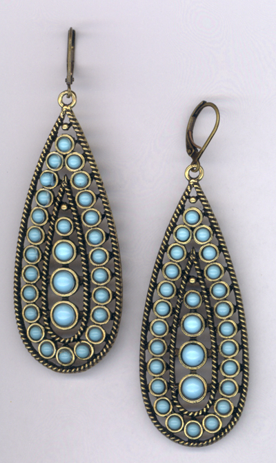 Desert Rain ~ Turquoise Blue Antiqued Gold Earrings
