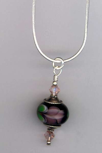 Lavender Rose ~ Lampwork Sterling Pendant Necklace
