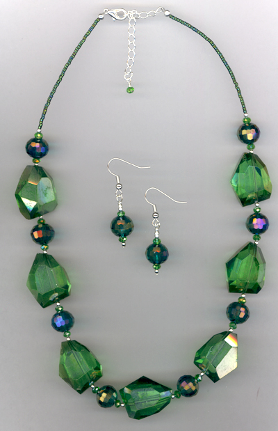 You Can't Pinch Me! ~ Green Quartz Crystal Jewelry Set