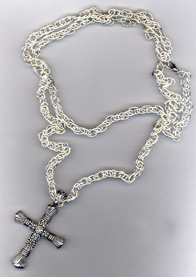 His Is Risen! Large Silver Cross Chain Necklace
