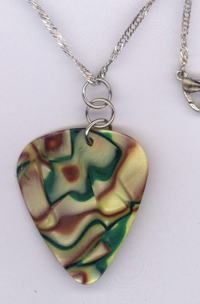 Caramel Apple Guitar Pick ~ Silver Chain Necklace