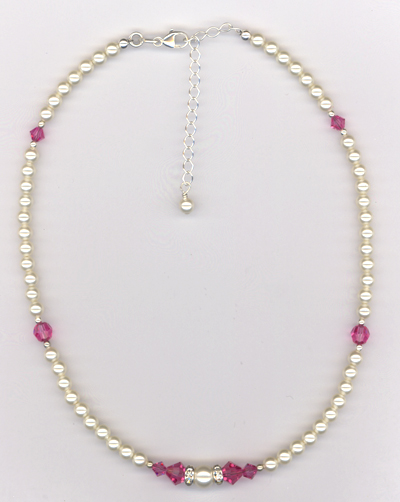 Custom Jr. Bridesmaid Swarovski Crystal Pearl Necklace