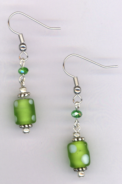 Whimsy Girl Green ~ Polka Dot Earrings