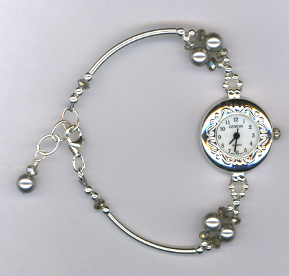 Silver Gray Sparkle ~ Swarovski crystal Beaded Watch