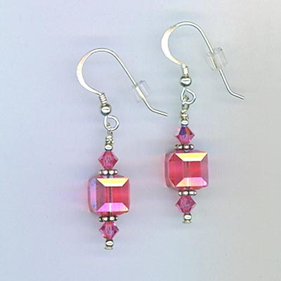 Rose Pink Cube Earrings