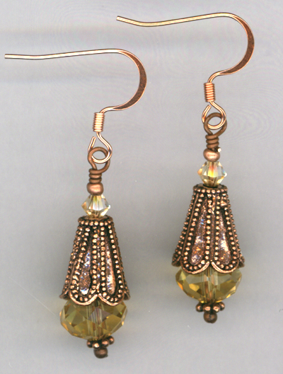Golden Princess ~ Copper Crystal Earrings