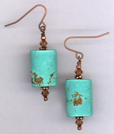 Desert Sky ~ Copper Turquoise Crystal Earrings