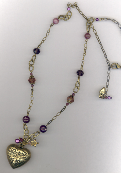 Golden Heart ~ Gemstone Crystal Charm Necklace