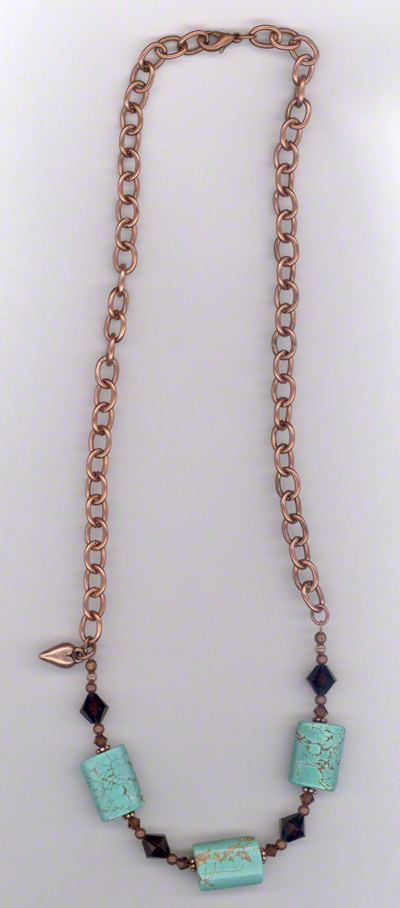 Desert Sky ~ Copper Turquoise Crystal Chain Necklace