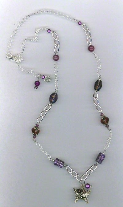 Silver Butterfly ~ Gemstone Crystal Link Necklace