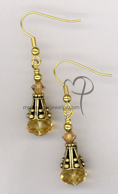 Golden Princess ~ Topaz Crystal Gold Earrings