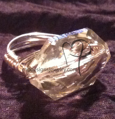 Crystal Chunky Bling! Wire-wrapped Ring