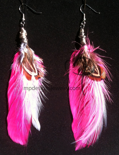 Tickle Me Pink Feather Earrings