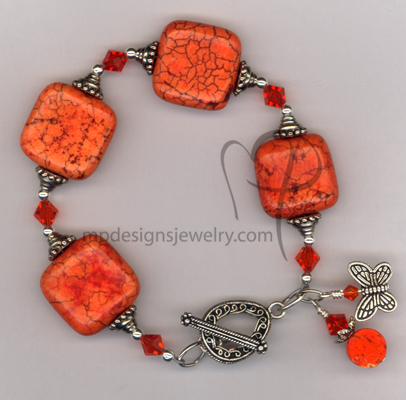 Orange Slice Turquoise Swarovski Crystal Bracelet