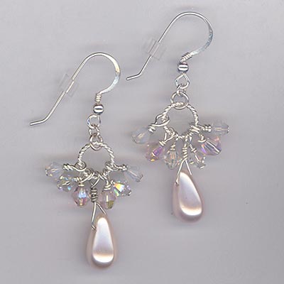 Cluster Crystal Earrings Pearl