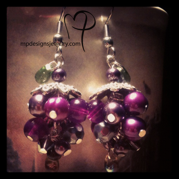 Peal My A Grape! Crystal Pearl Cluster Earrings