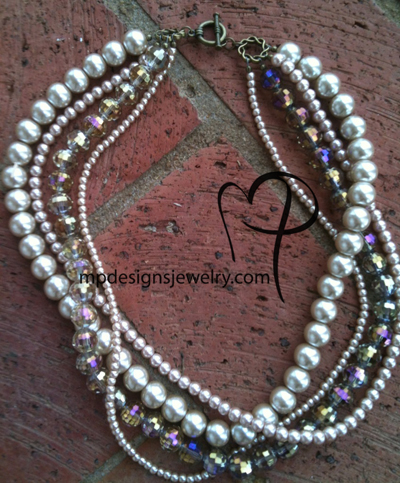 Lap of Luxury ~ Champange Layered Pearl Necklace