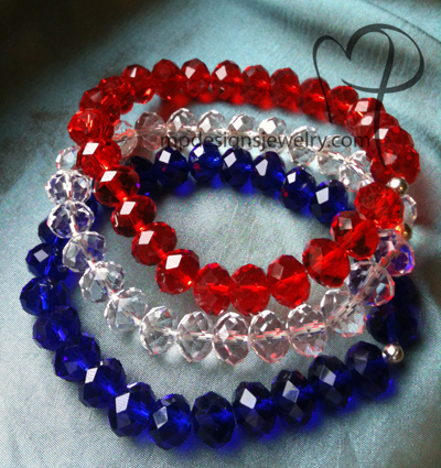 Liberty ~ Red, White, and Blue Crystal Trio Bracelets