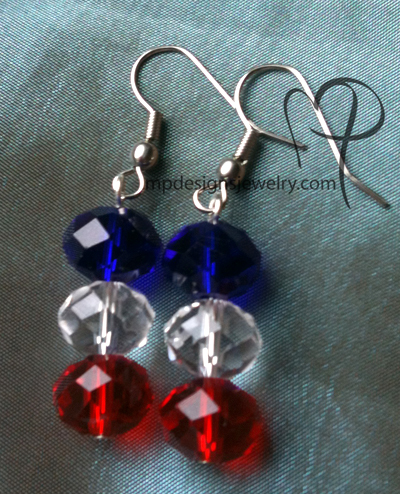 Liberty ~ Red, White, and Blue Crystal Trio Earrings