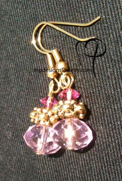 Pink Crystal Lux Gold Earrings