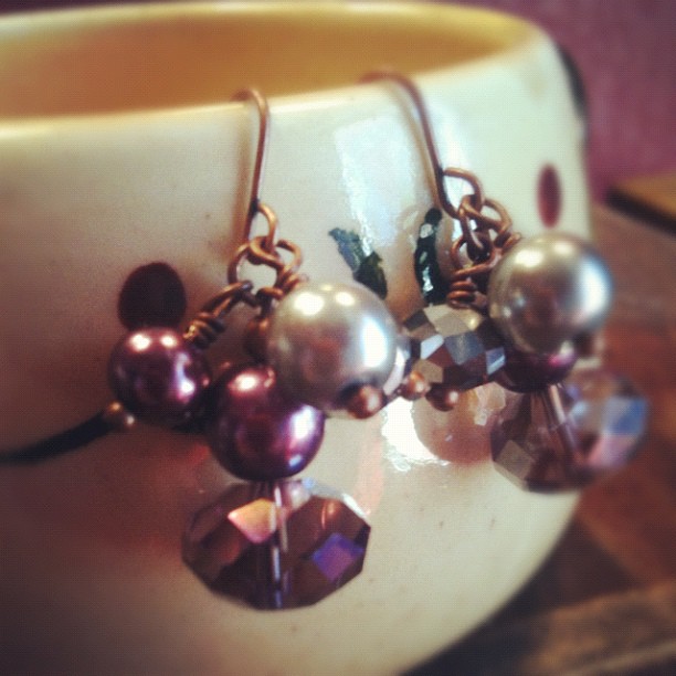 Lap of Luxury - Pearls and Crystals Cluster Earrings