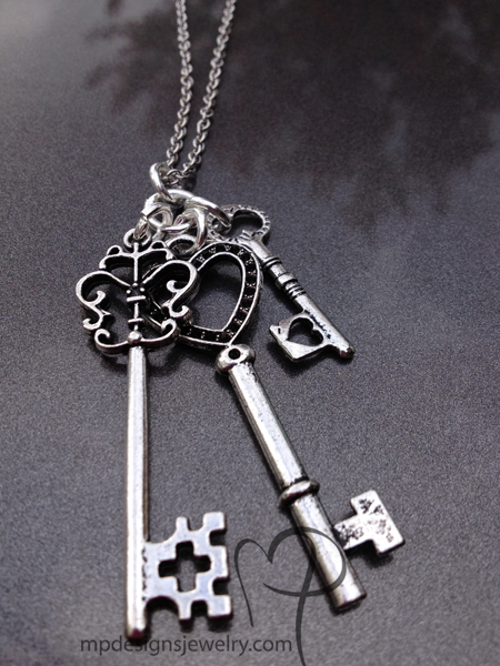 Silver Triple Key Charm Necklace
