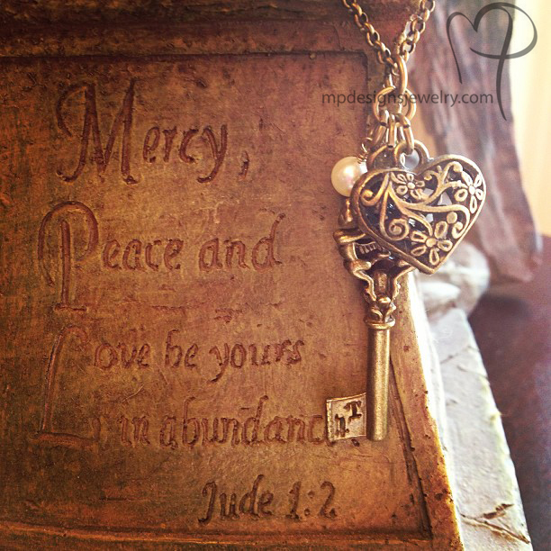 Love is the Key ~ Brass Charm Necklace