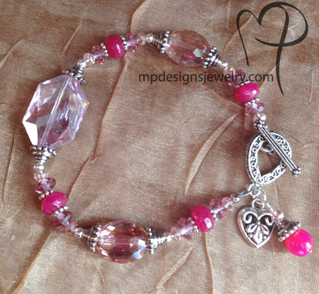 Pink Explosion! Crystal Charm Bracelet