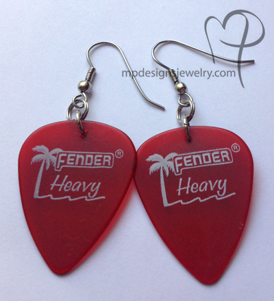 Fender Red Palm Guitar Pick Earrings