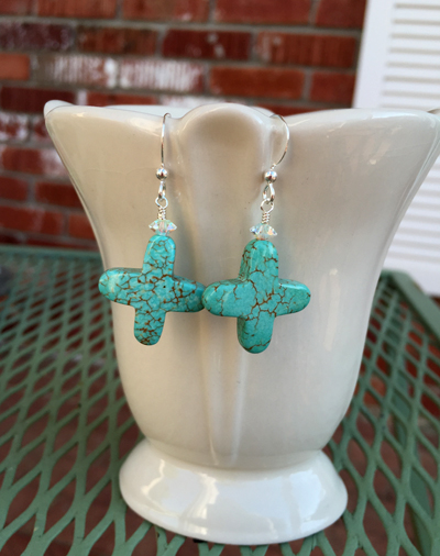 Faith ~ Turquoise Cross Earrings