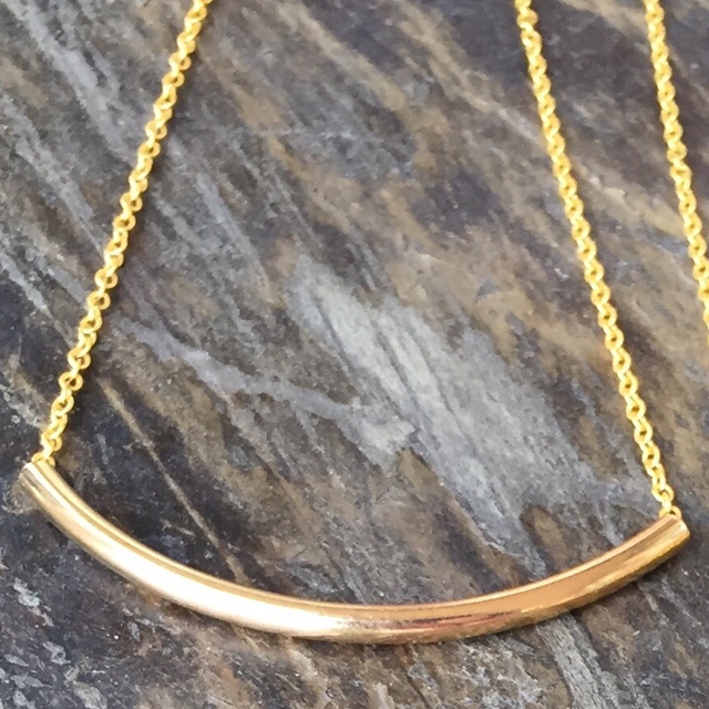 Gold plated chain tube necklace 