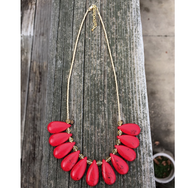Red Turquoise statement necklace