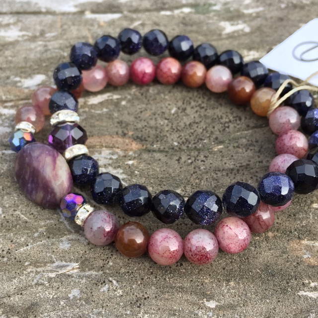 Midnight Passion ~ Purple Gemstone Crystal Stacking Stretchy Gemstone Bracelet Set