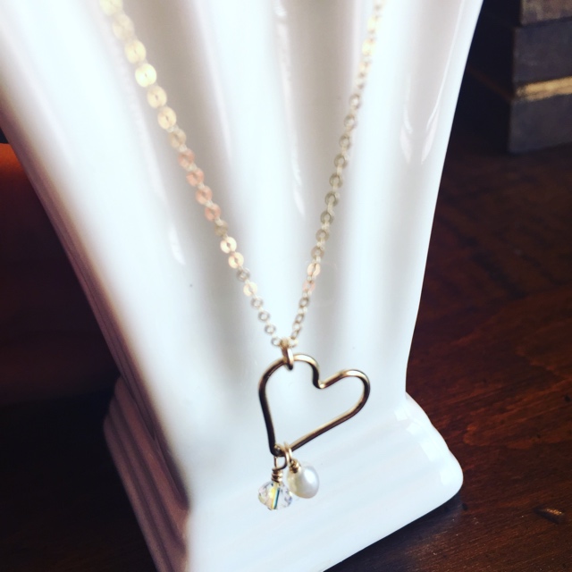 Open Heart Gold Necklace with Custom Charms