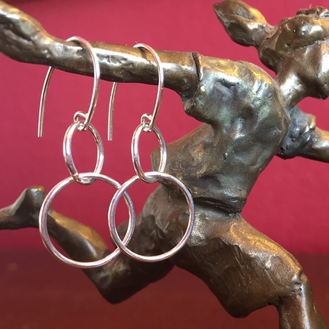 Forever ~ Sterling Silver Double Loop  Circle Earrings