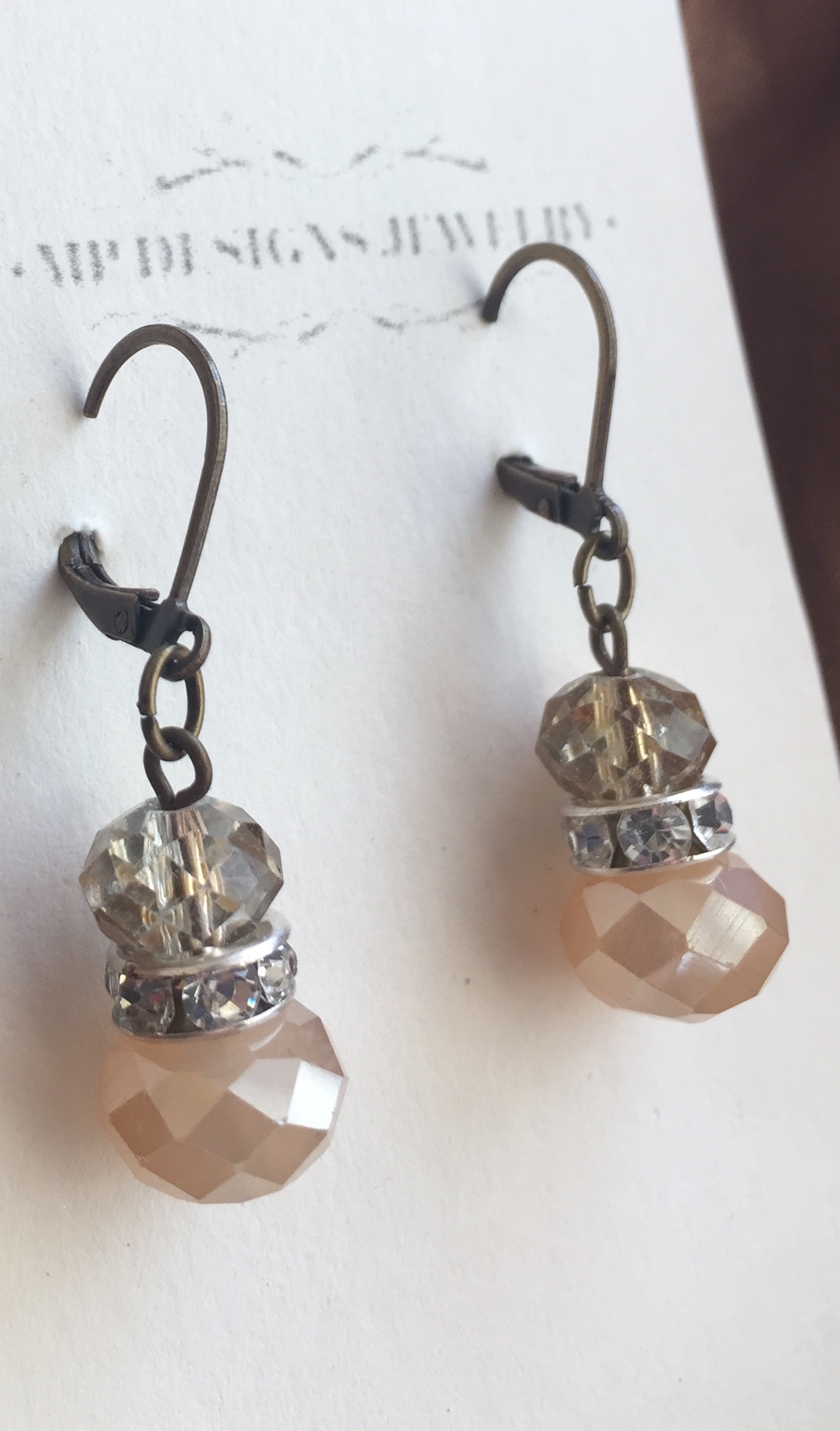Opaque Gold Antiqued Crystal Earrings