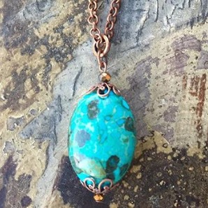Copper Turquoise Pendant necklace 