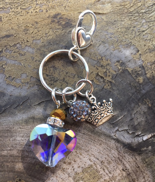 Queen For the Day - Crystal Heart Pave Key Charm