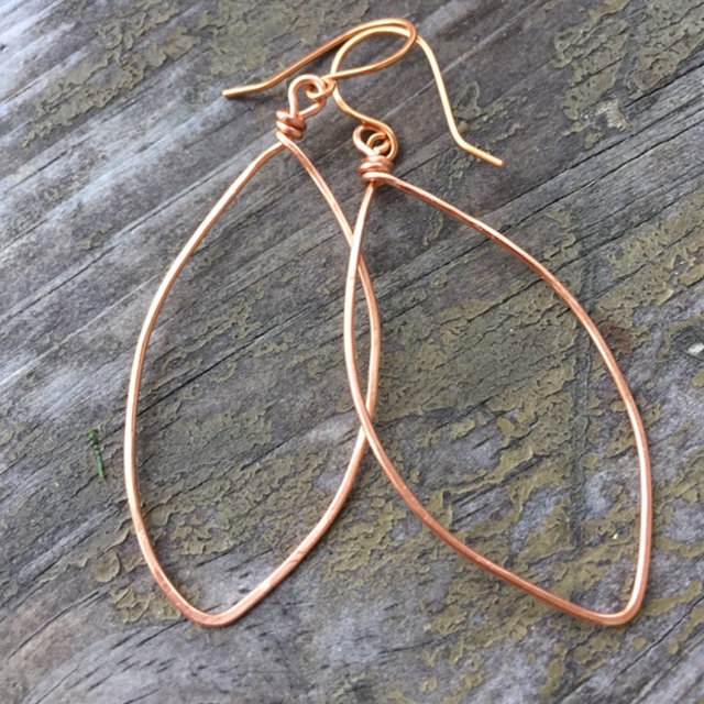 Copper Leaf Wire Artisan Earrings 