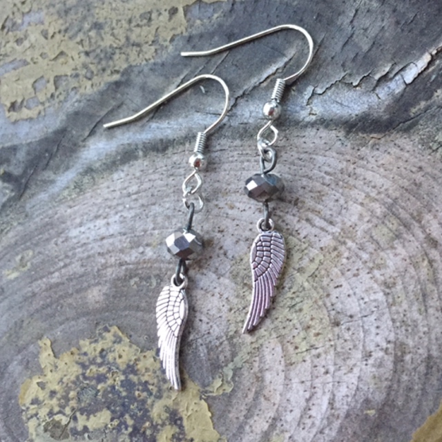 Silver Angel Wings Earrings 