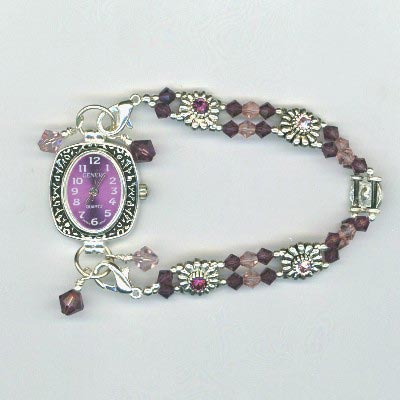 purple  geneva crystal watch