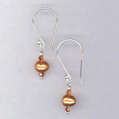 copper pearl crystal earring