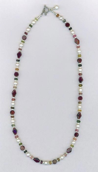 garnet pearl tourmaline necklace