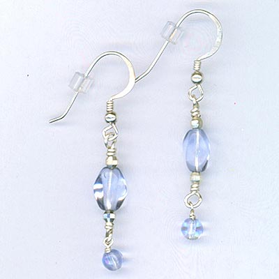 Blue Wavy Czech dangle earrings